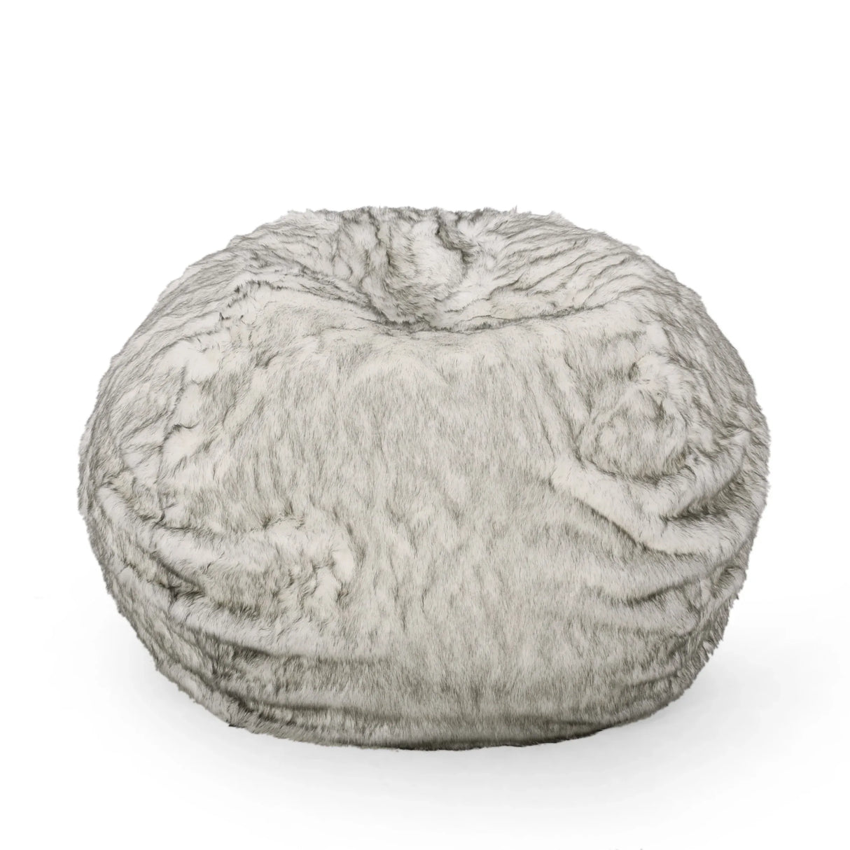 Large Faux Fur Foam-Filled Rounded Bean Bag Chair - Omega Lifestyles