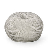 Large Faux Fur Foam-Filled Rounded Bean Bag Chair - Omega Lifestyles