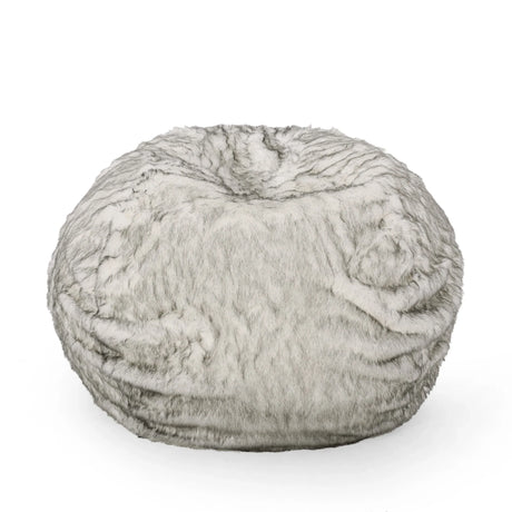 Large Faux Fur Foam-Filled Rounded Bean Bag Chair - Omega Lifestyles