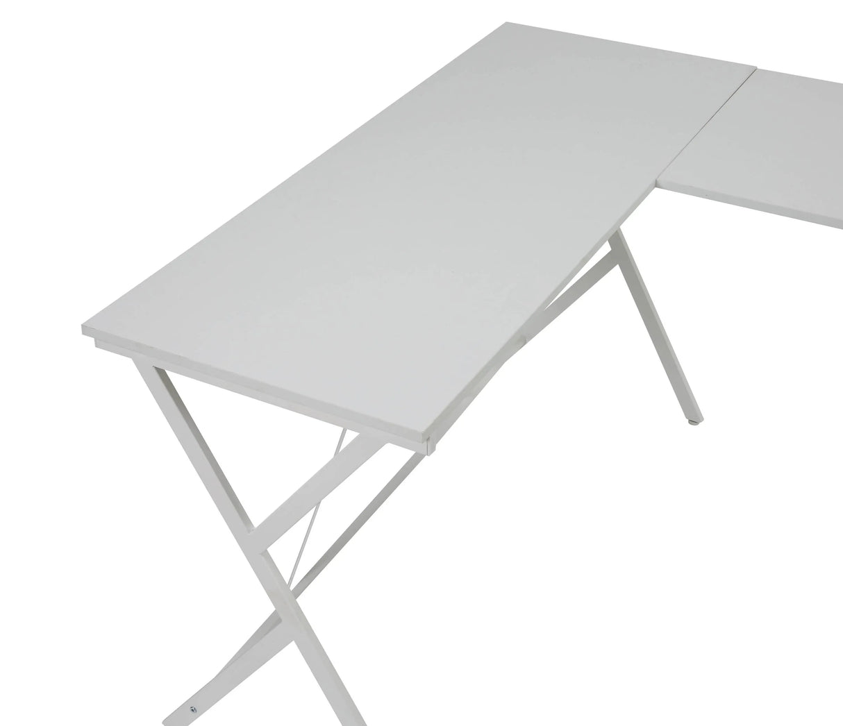 White Metal Wood L-Shaped Corner Computer Desk - Omega Lifestyles