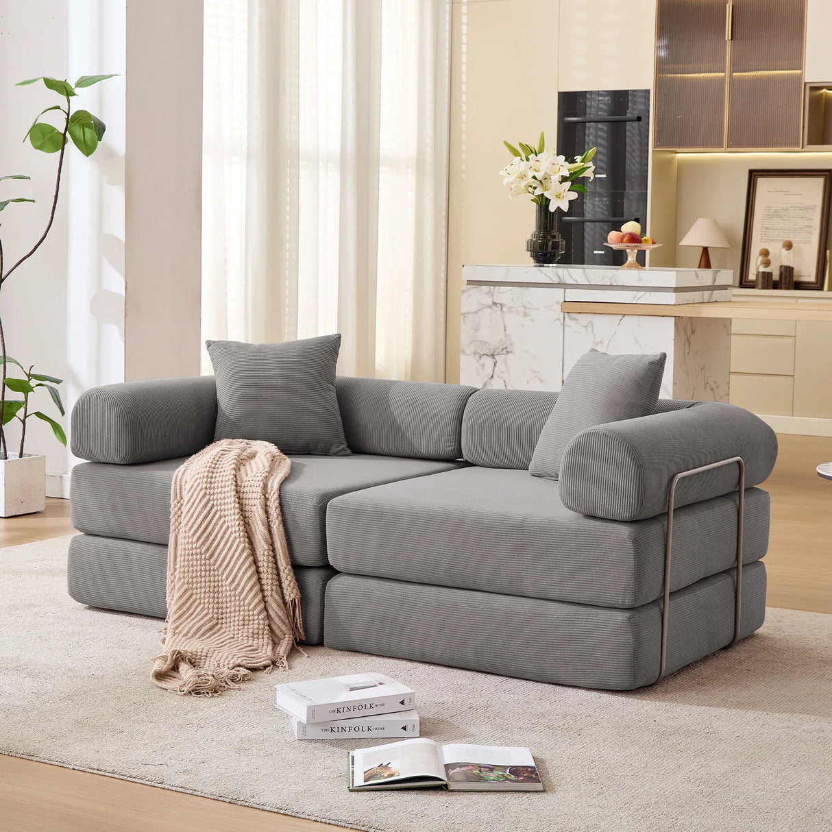 Modular Corduroy Folding Convertible Sofa Bed - Omega Lifestyles