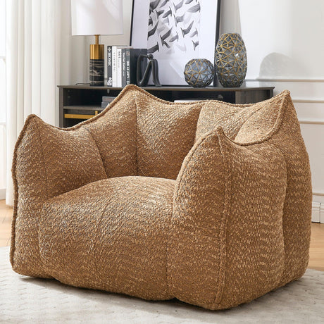 Chenille Bean Bag Chair Soft Foam Living Room Seating - Omega Lifestyles