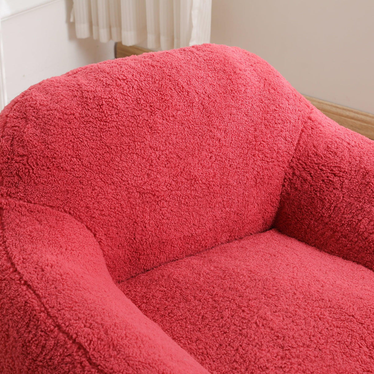 Spacious Rose Teddy Fabric Memory Foam Bean Bag Chair - Omega Lifestyles