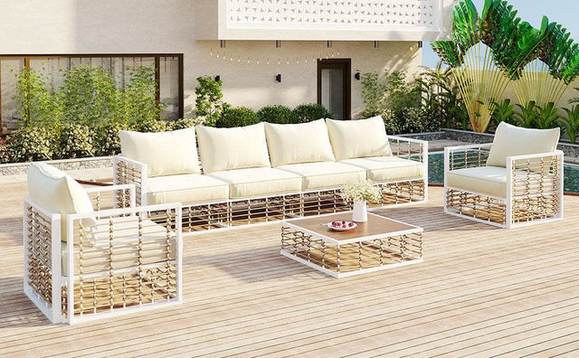 7-Piece Outdoor Metal Frame Sectional Sofa Set - Omega Lifestyles