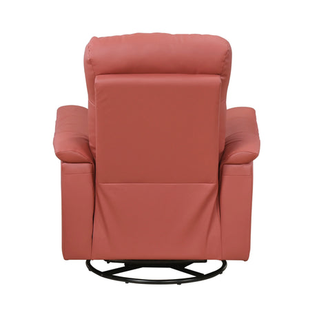 Red Genuine Leather Swivel Glider Reclining Chair - Omega Lifestyles