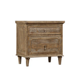 Solid Wood Taupe Rustic Casual 2-Drawer Nightstand