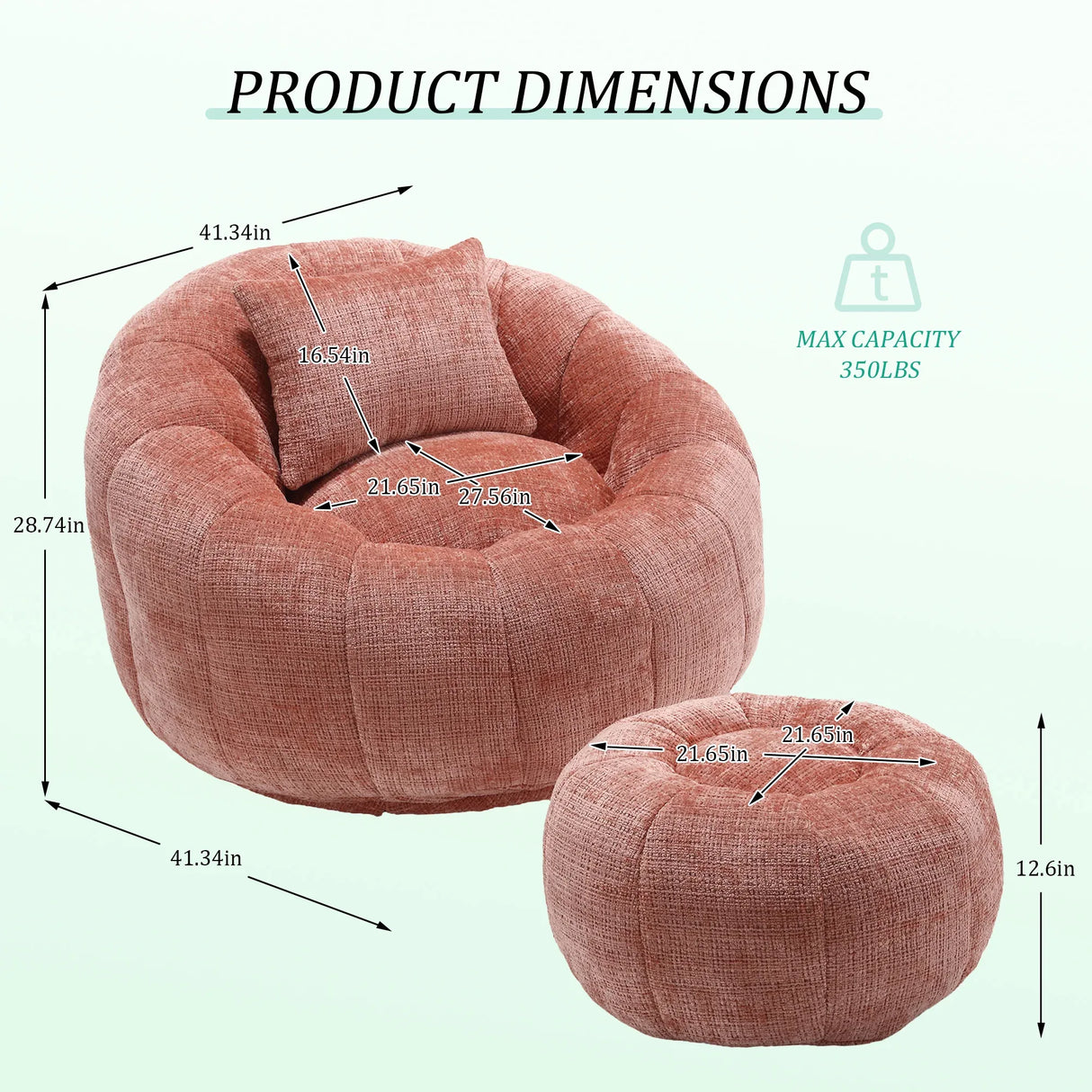 Chenille Memory Foam Lazy Sofa With Ottoman and Pillow - Omega Lifestyles