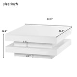 High Gloss White Particle Board Coffee Table With LED Lights - Sleep Galleria