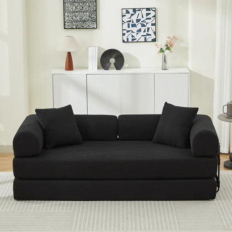 Corduroy Folding Sofa Bed With Foam Spring Mattress - Omega Lifestyles