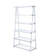 High Gloss Chrome Finish Synthetic Wood Bookshelf - Omega Lifestyles