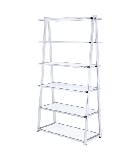 High Gloss Chrome Finish Synthetic Wood Bookshelf - Omega Lifestyles