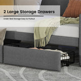 Twin Linen Upholstered Daybed With Storage Drawers Charging Station - Omega Lifestyles