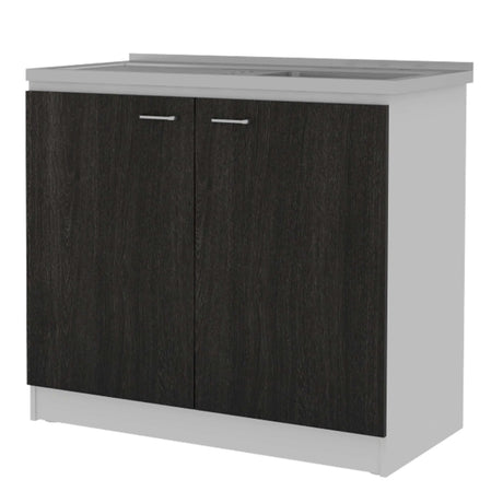 2-Piece Black Particle Board Kitchen Cabinet Set - Omega Lifestyles