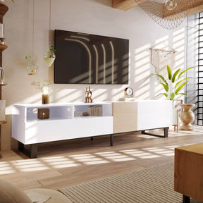 Modern White Particle Board TV Stand With Storage - Omega Lifestyles