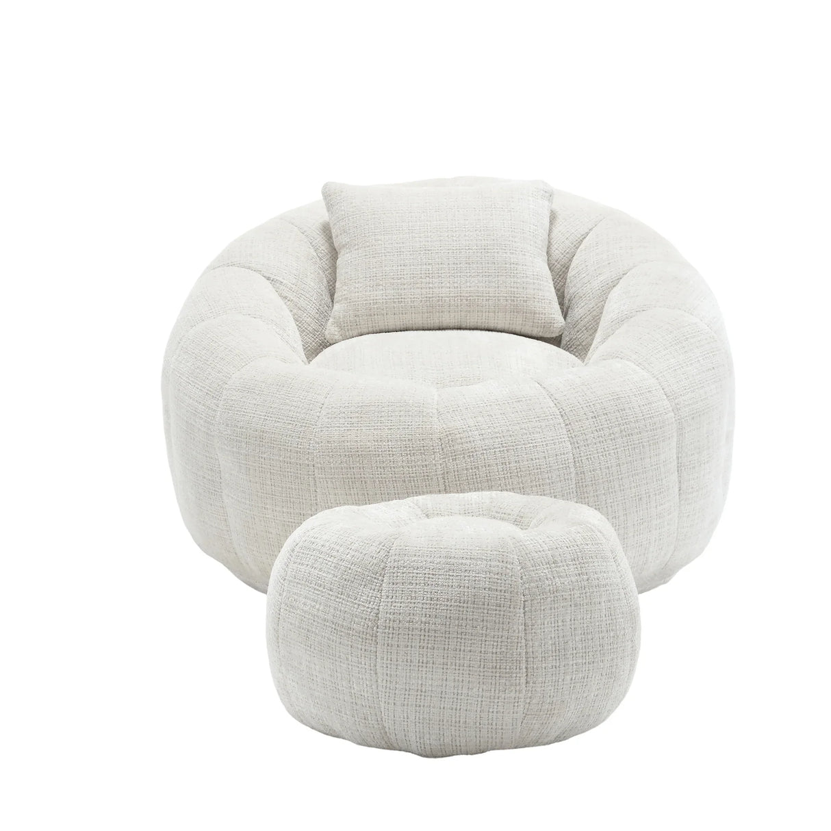 Ergonomic Chenille Foam-Padded Round Chair With Ottoman - Omega Lifestyles