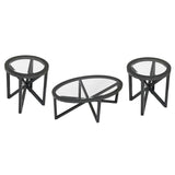 Modern Round Tempered Glass Coffee Table With Wood Base - Sleep Galleria