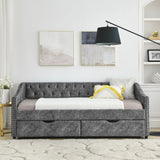 Twin Upholstered Tufted Daybed With Storage Drawers - Omega Lifestyles