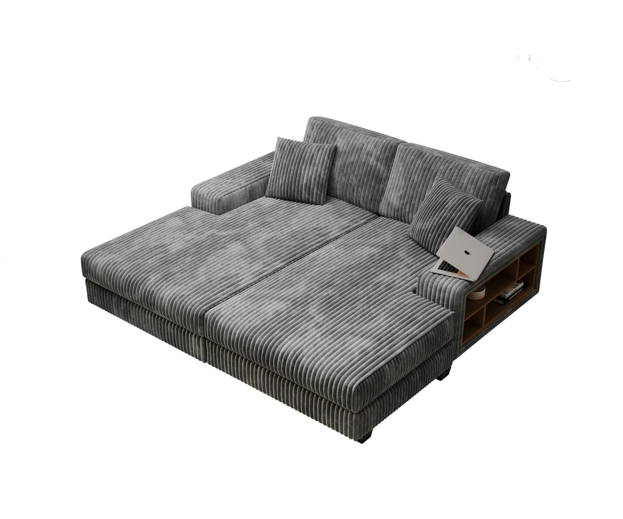 Convertible Corduroy Fabric Sleeper Sofa With Storage - Omega Lifestyles
