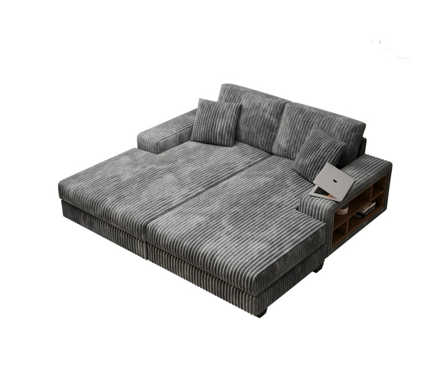 Convertible Corduroy Fabric Sleeper Sofa With Storage - Omega Lifestyles