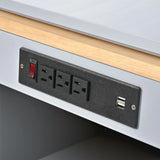 Rolling Kitchen Island With Extended Table Power Outlets LED Lights - Omega Lifestyles