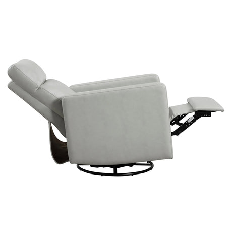 Contemporary Smoke Faux Leather Swivel Gliding Recliner Chair - Omega Lifestyles