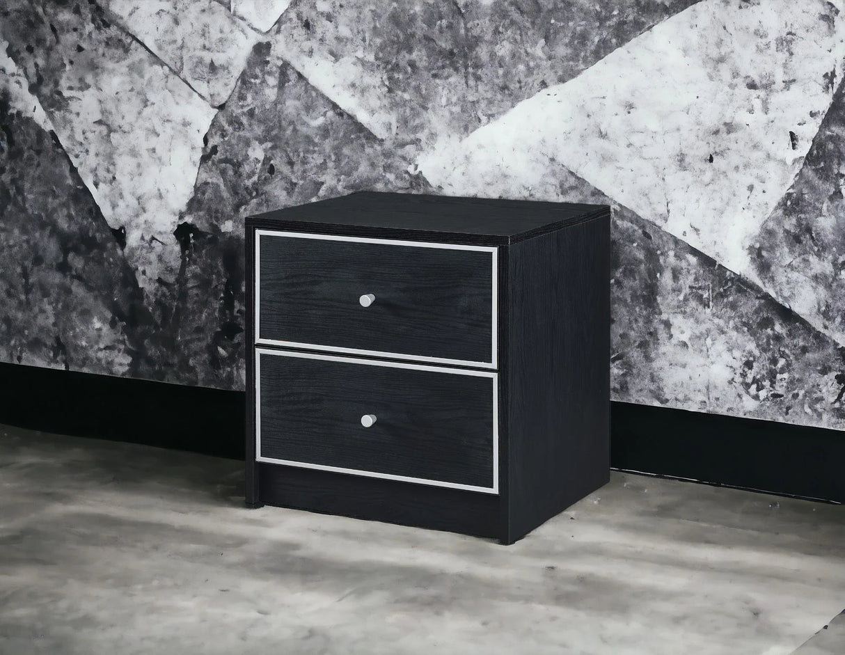 Black And Silver Synthetic Wood Accent Table With Drawers - Omega Lifestyles