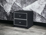 Black And Silver Synthetic Wood Accent Table With Drawers - Omega Lifestyles