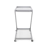 Modern Z-Shaped Silver Glass And Metal Bar Cart - Omega Lifestyles