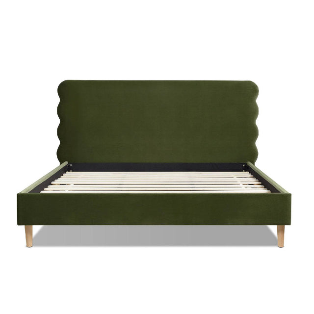 Modern Wavy Velvet Upholstered King Bed Frame - Omega Lifestyles