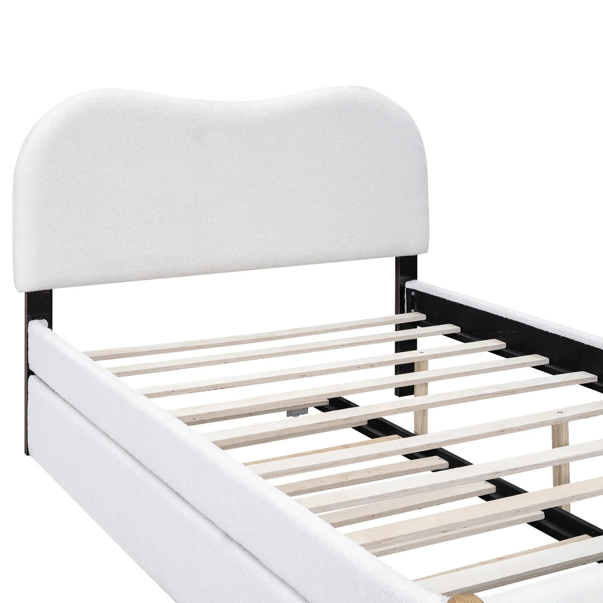 Full Upholstered Platform Bed With Twin Trundle White - Omega Lifestyles