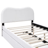 Full Upholstered Platform Bed With Twin Trundle White - Omega Lifestyles