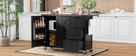 Farmhouse Kitchen Island Cart With Power Outlet - Omega Lifestyles