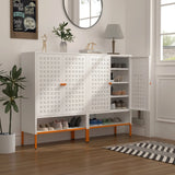 Modern White Metal Adjustable Shelf Shoe Cabinet - Omega Lifestyles
