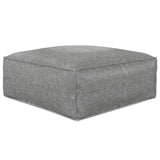 Distressed Grey Vegan Faux Leather Square Pouf Stool - Omega Lifestyles