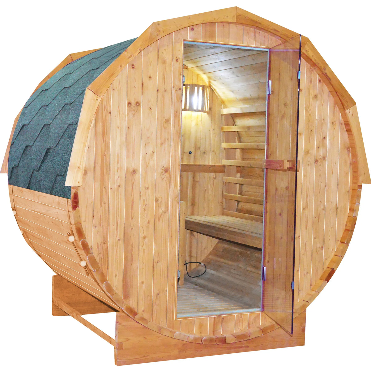 Metal Stove Heated Carbonized Spruce Wood Sauna Seat - Omega Lifestyles