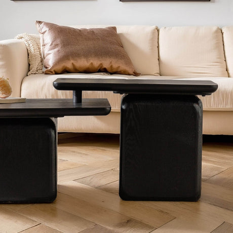 Set Of 2 Vintage Style Square Wood Grain Coffee Tables - Sleep Galleria