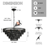 Rustic 5-Tier Black Hemp Rope Pendant Light Chandelier - Omega Lifestyles