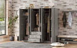 6-Doors Modern Gray Wooden Wardrobe Storage Cabinet - Omega Lifestyles