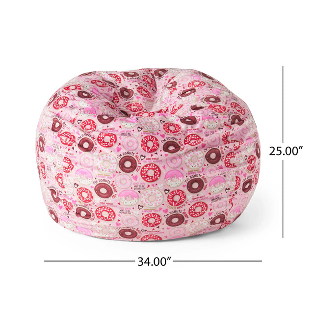 Rounded Foam-Filled Pink Fabric Bean Bag Chair - Omega Lifestyles