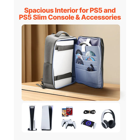 Waterproof Nylon PS5 Backpack Travel Bag With Padded Dividers - Omega Lifestyles