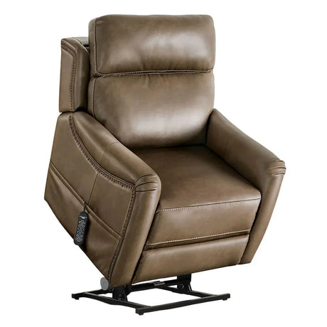 Transitional Brown Leatherette Power Lift Massage Chair - Omega Lifestyles