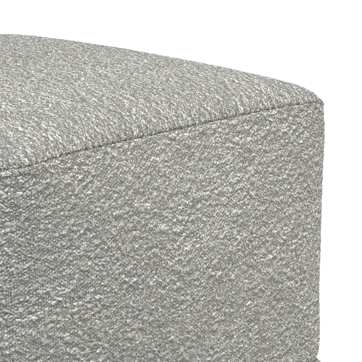 Light Gray Cotton Boucle Square Pouf Ottoman - Omega Lifestyles