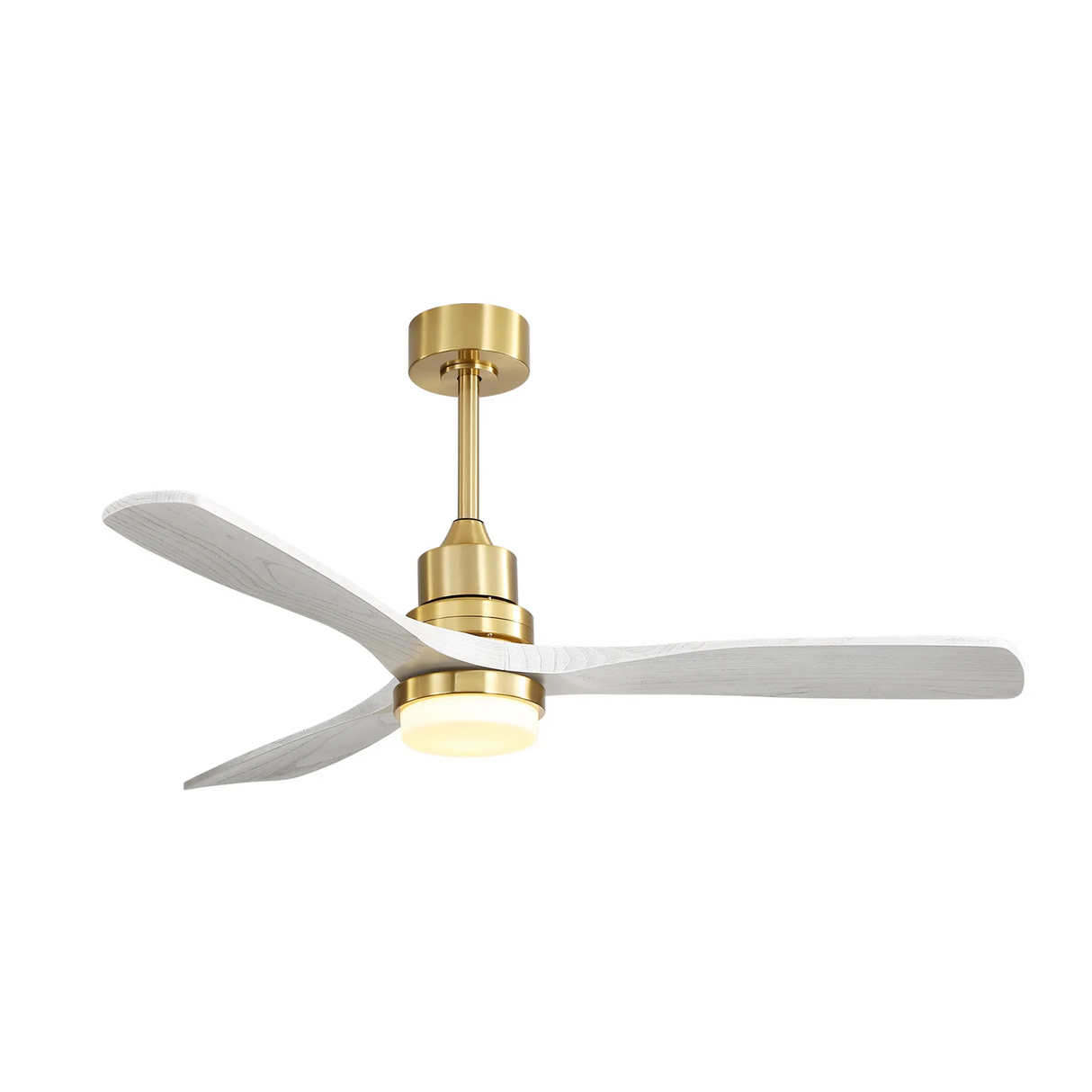 52-Inch Gold Metal Wood Indoor Ceiling Fan With Light