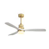 52-Inch Gold Metal Wood Indoor Ceiling Fan With Light
