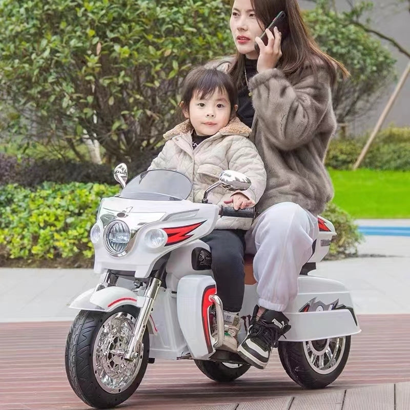 Kids Electric Two-Seat 12V Ride On Motorcycle With Storage