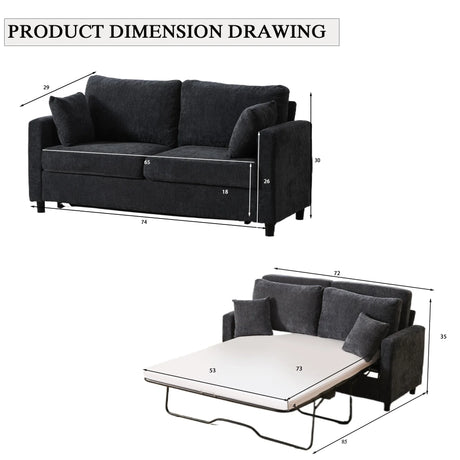 Modern Convertible Sleeper Sofa Bed With Memory Foam Mattress - Omega Lifestyles