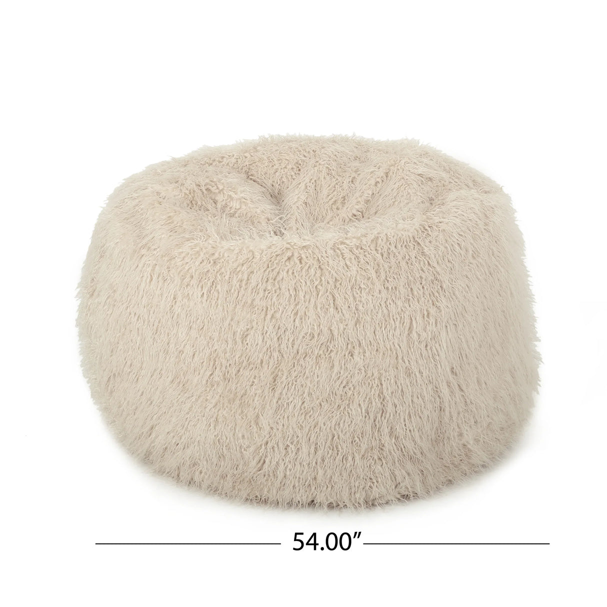 Rounded Faux Fur Taupe Foam Filled Bean Bag Seating - Omega Lifestyles