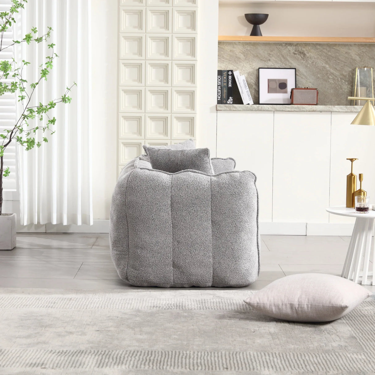 Chenille High Resilience Foam Cozy Bean Bag Chair - Omega Lifestyles