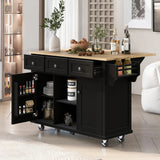 Kitchen Cart With Rubber Wood Drop-Leaf Countertop Storage - Omega Lifestyles