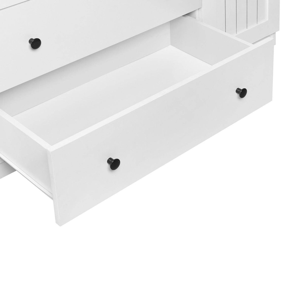 4 Door White Solid Wood MDF Wardrobe Armoire - Omega Lifestyles